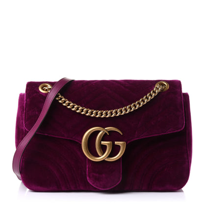 Gucci Velvet Matelasse Medium GG Marmont Shoulder Bag Fuchsia Violet Cyclamen 1 of 11