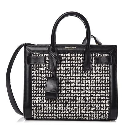 Saint Laurent Tweed Houndstooth Nano Sac De Jour Black 1 of 12