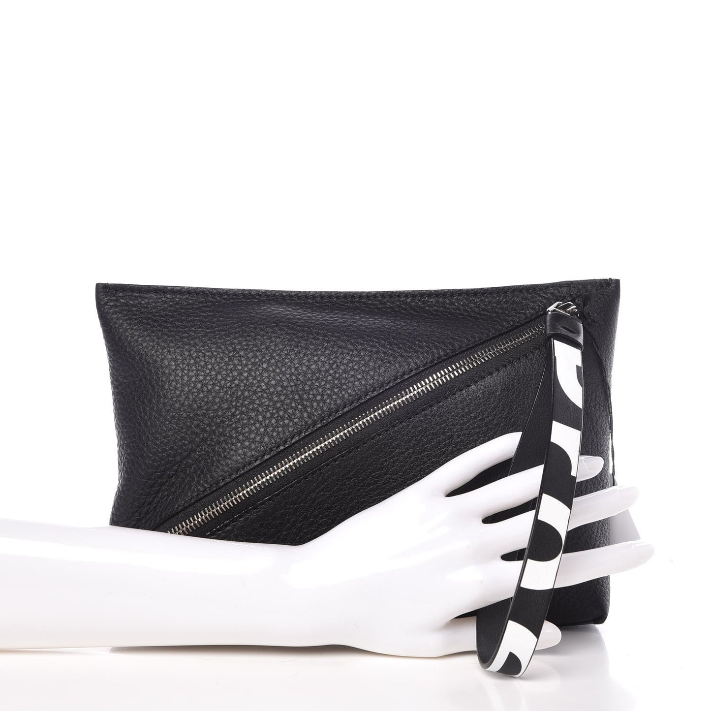 Pebble Calfskin Zip Pouch Black