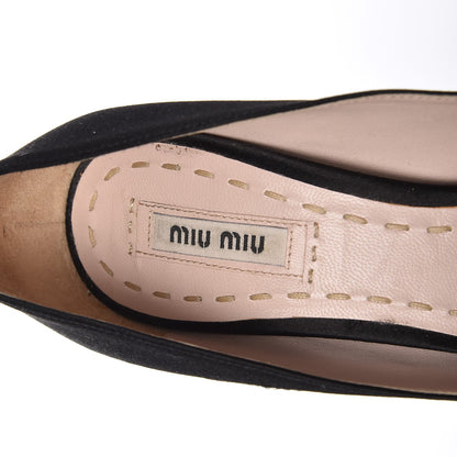 Miu Miu Satin Crystal Peep Toe Pumps 37 Black 8 of 14