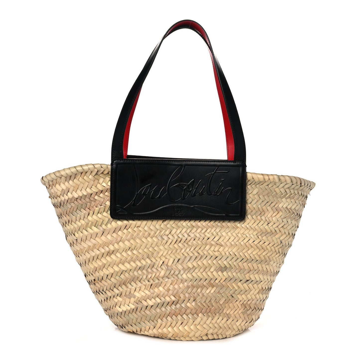 Woven Straw Loubishore Tote Black