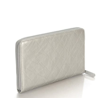 Chanel Metallic Aged Calfskin Quilted Palette Large Zip Around Organizer Wallet Silver 3 of 8