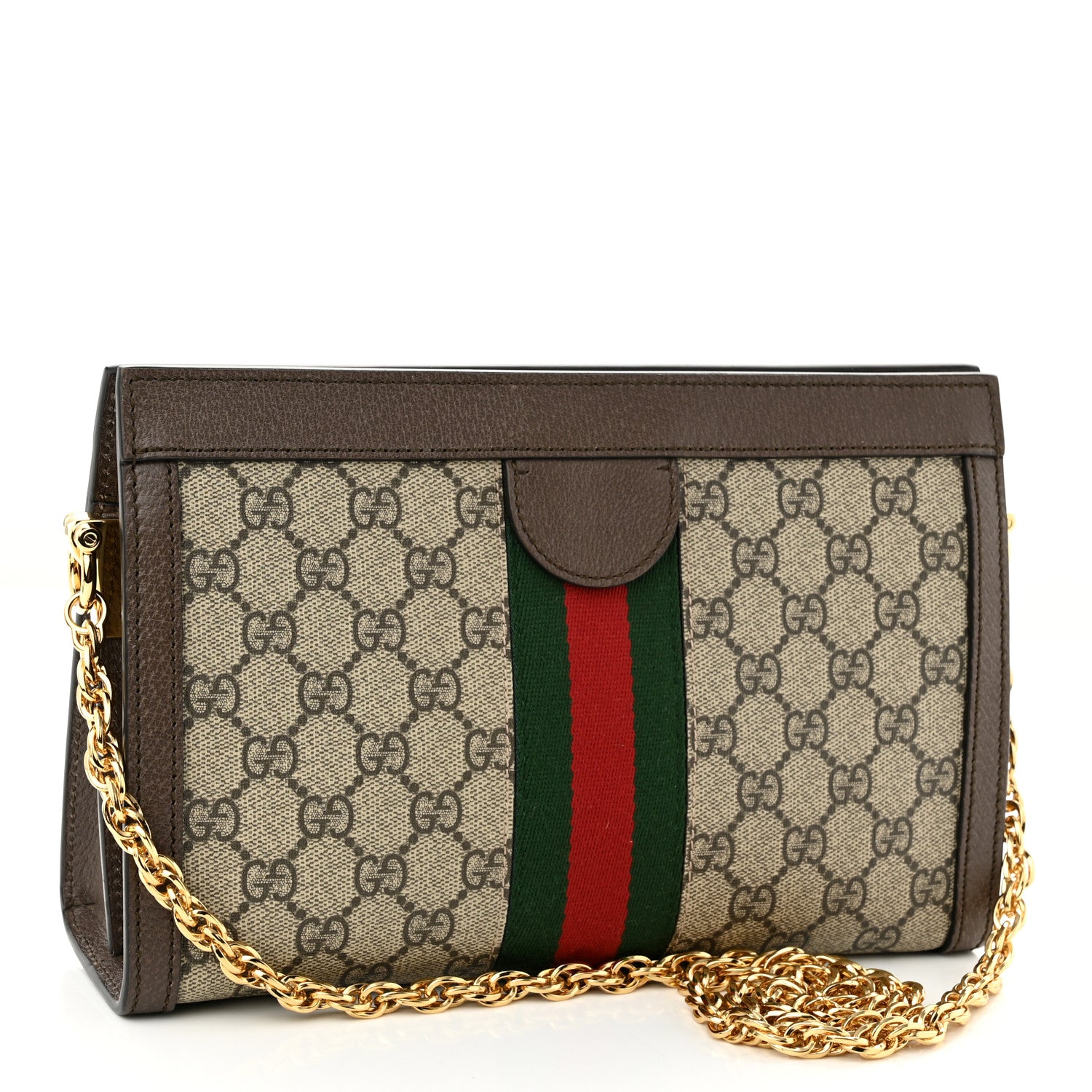 Gucci GG Supreme Monogram Web Small Ophidia Chain Shoulder Bag Brown 3 of 10