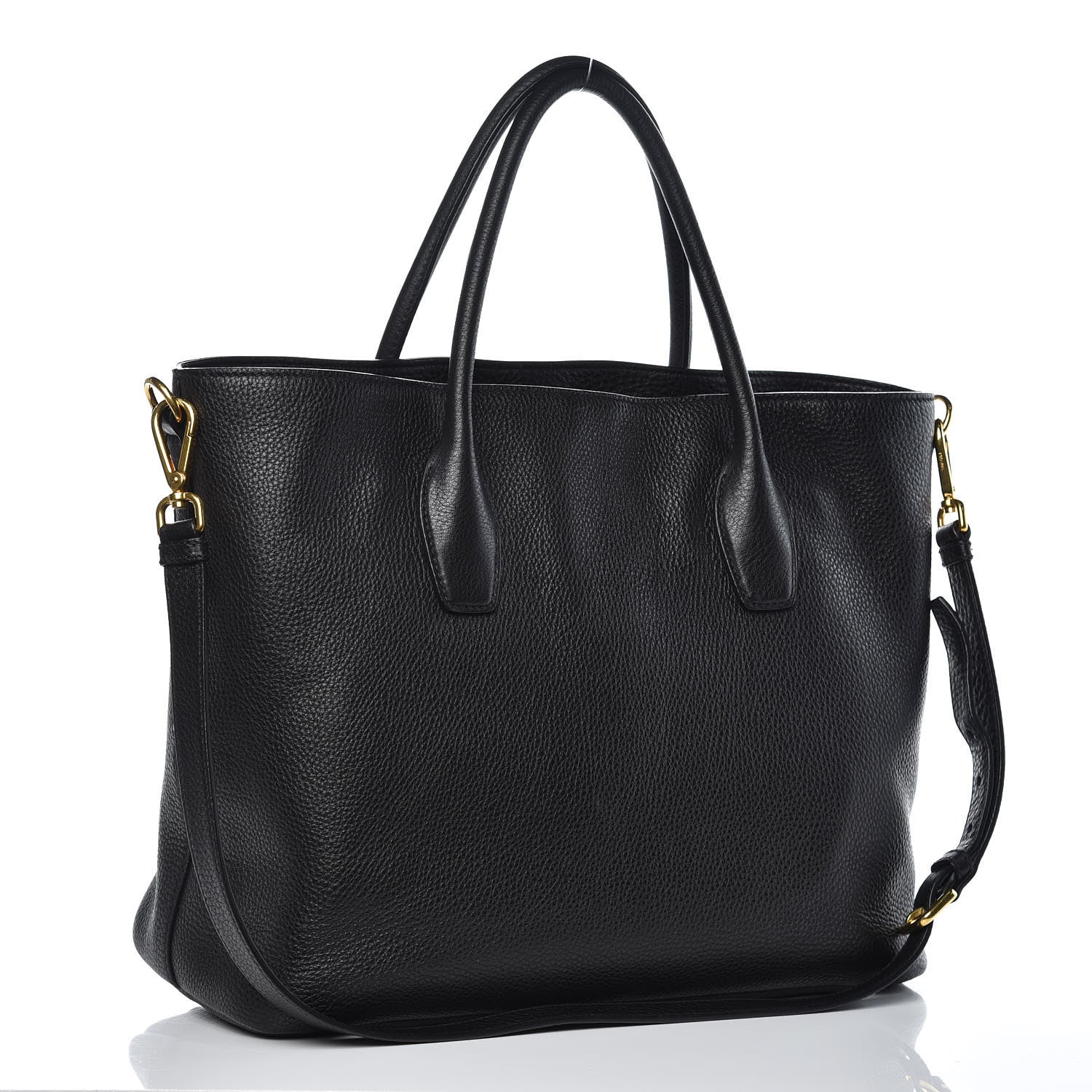 Prada Vitello Daino Tote Black 3 of 9