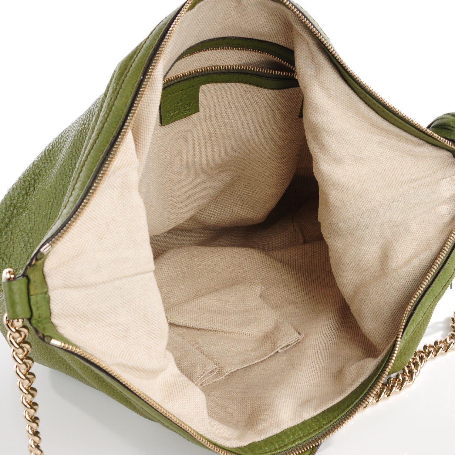 Gucci Pebbled Calfskin Medium Soho Chain Hobo Green 5 of 7
