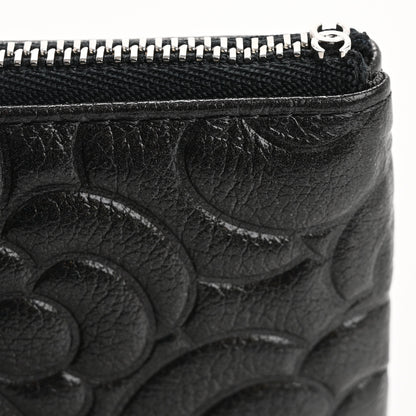 Chanel Goatskin Camellia Embossed Cosmetic Pouch Anthracite 10 of 12