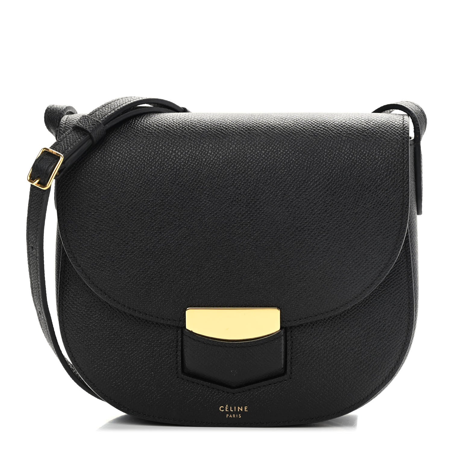 Celine Grained Calfskin Small Trotteur Black 1 of 12