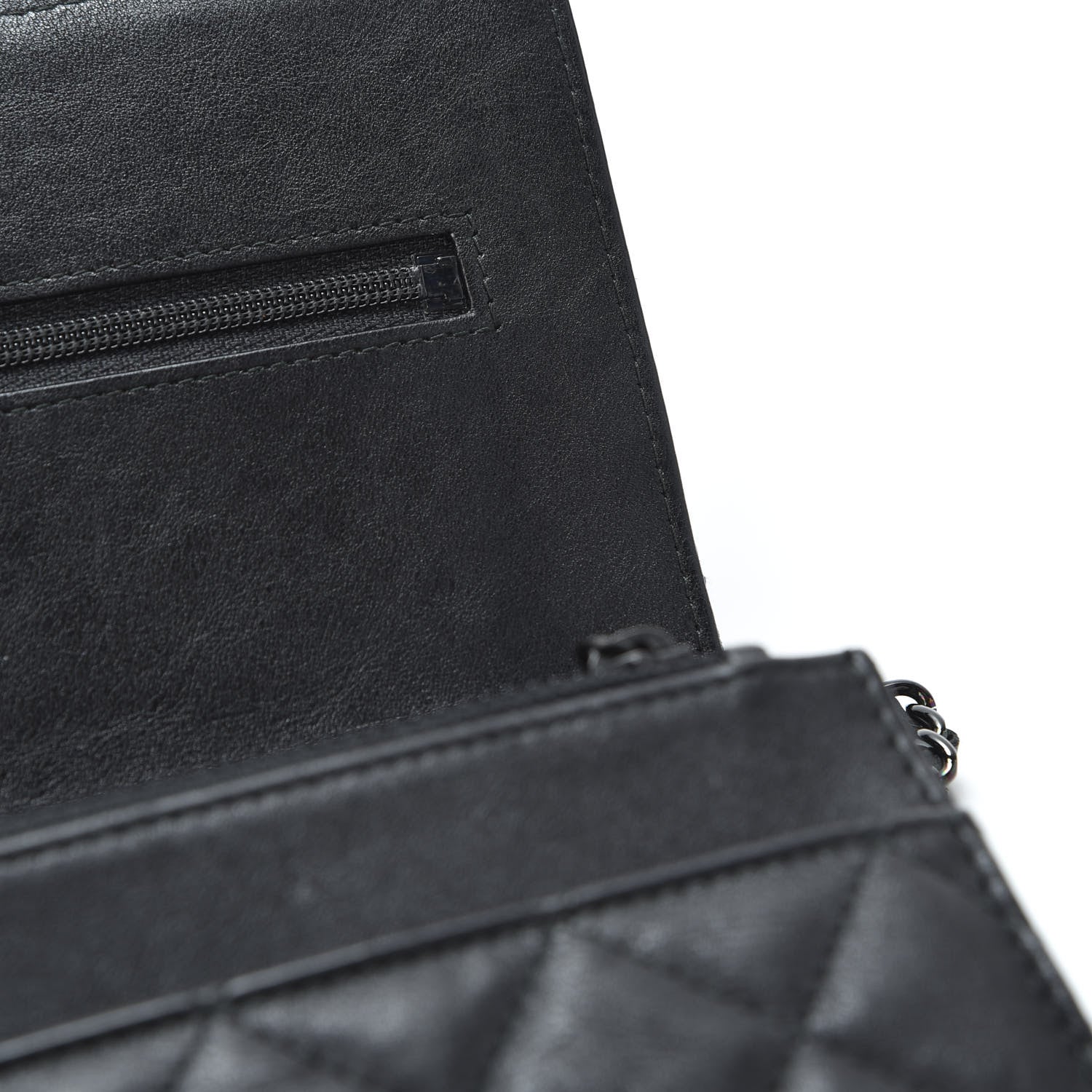 Chanel Crumpled Calfskin Quilted Wallet On Chain WOC So Black 11 of 13