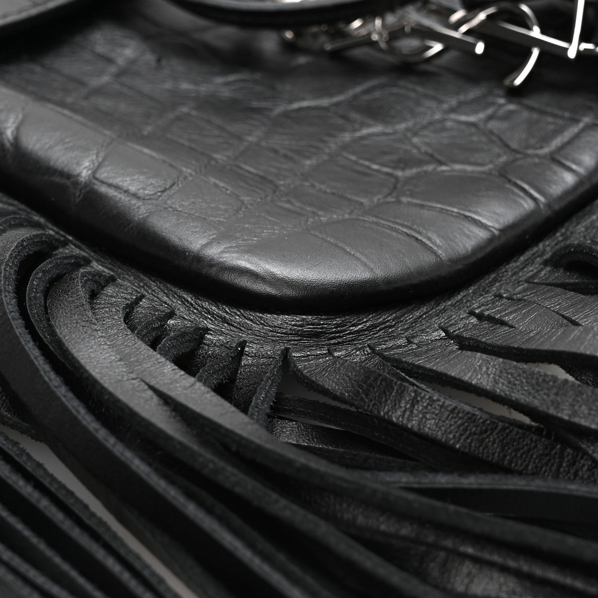 Saint Laurent Suede Fringe Toy Monogram Anita Crossbody Bag Black 9 of 11