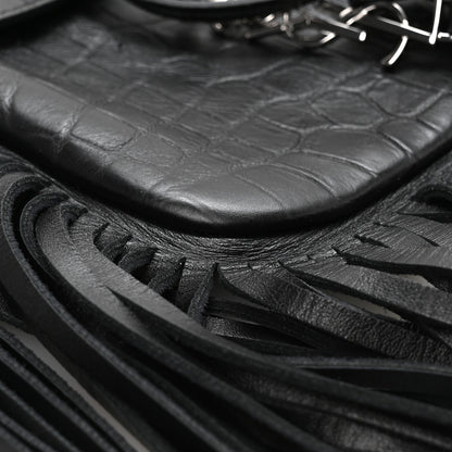 Saint Laurent Suede Fringe Toy Monogram Anita Crossbody Bag Black 9 of 11