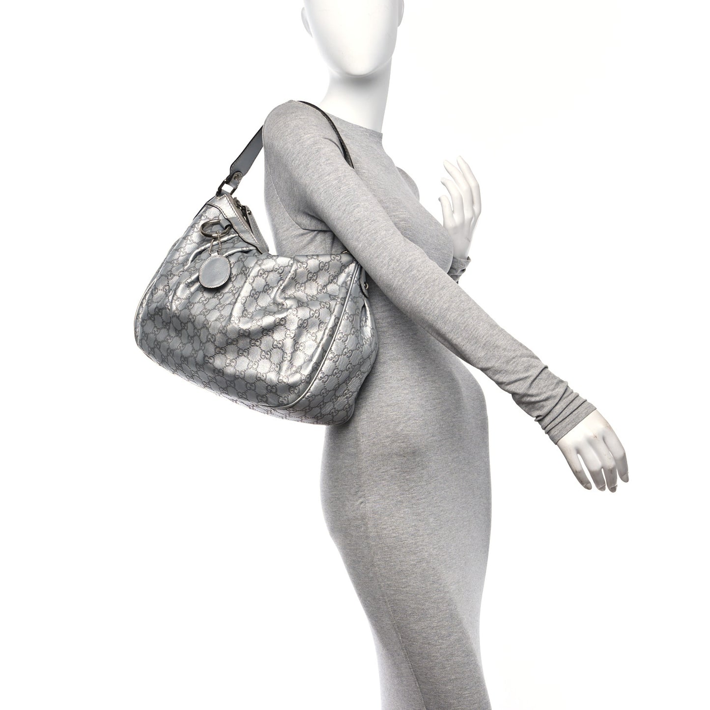Metallic Guccissima Medium Sukey Hobo Silver