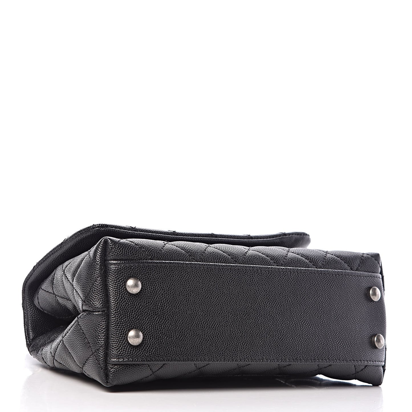 Caviar Lizard Quilted Mini Coco Handle Flap Black
