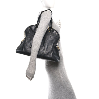 Saint Laurent Calfskin Snakeskin Embossed Oversized Muse Black 2 of 12