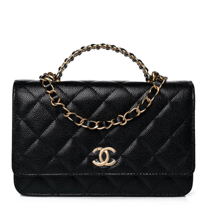 Chanel Shiny Caviar Quilted Pick Me Up Wallet On Chain WOC Black 1 of 14