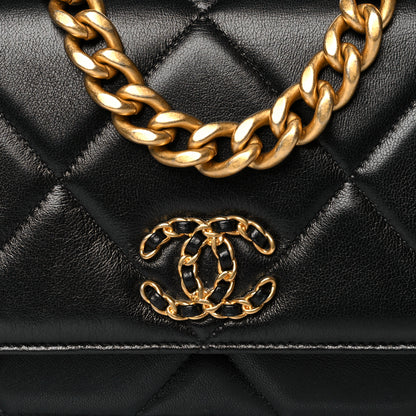 Chanel Lambskin Quilted Chanel 19 Wallet On Chain WOC Black 9 of 12