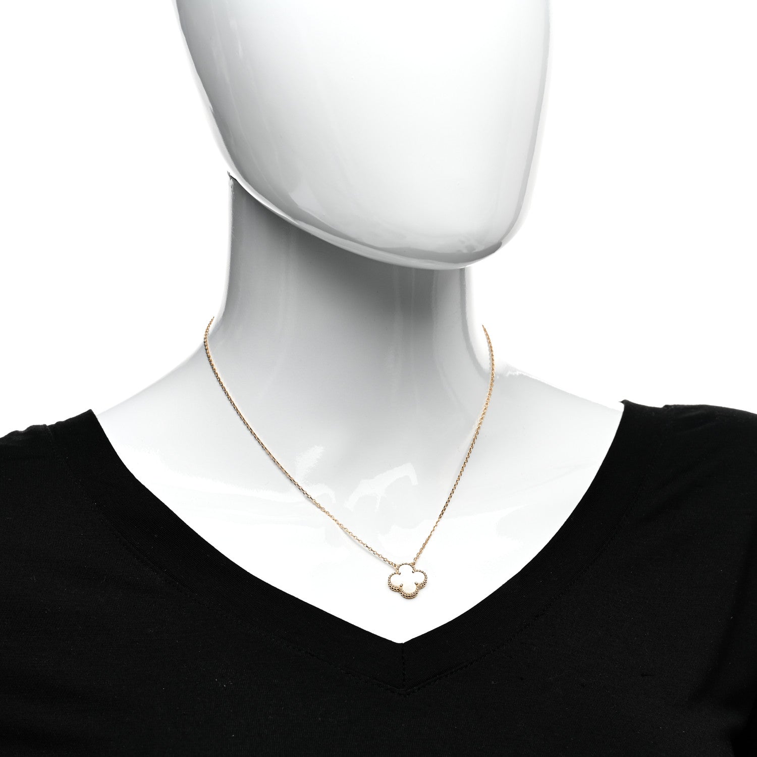 Van Cleef & Arpels 18K Yellow Gold Mother of Pearl Vintage Alhambra Pendant Necklace 2 of 6