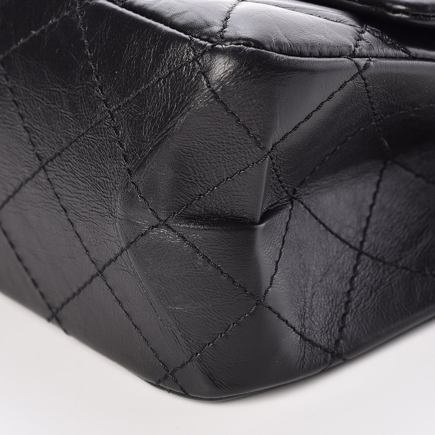 Aged Calfskin Quilted 2.55 Reissue 227 Flap Black