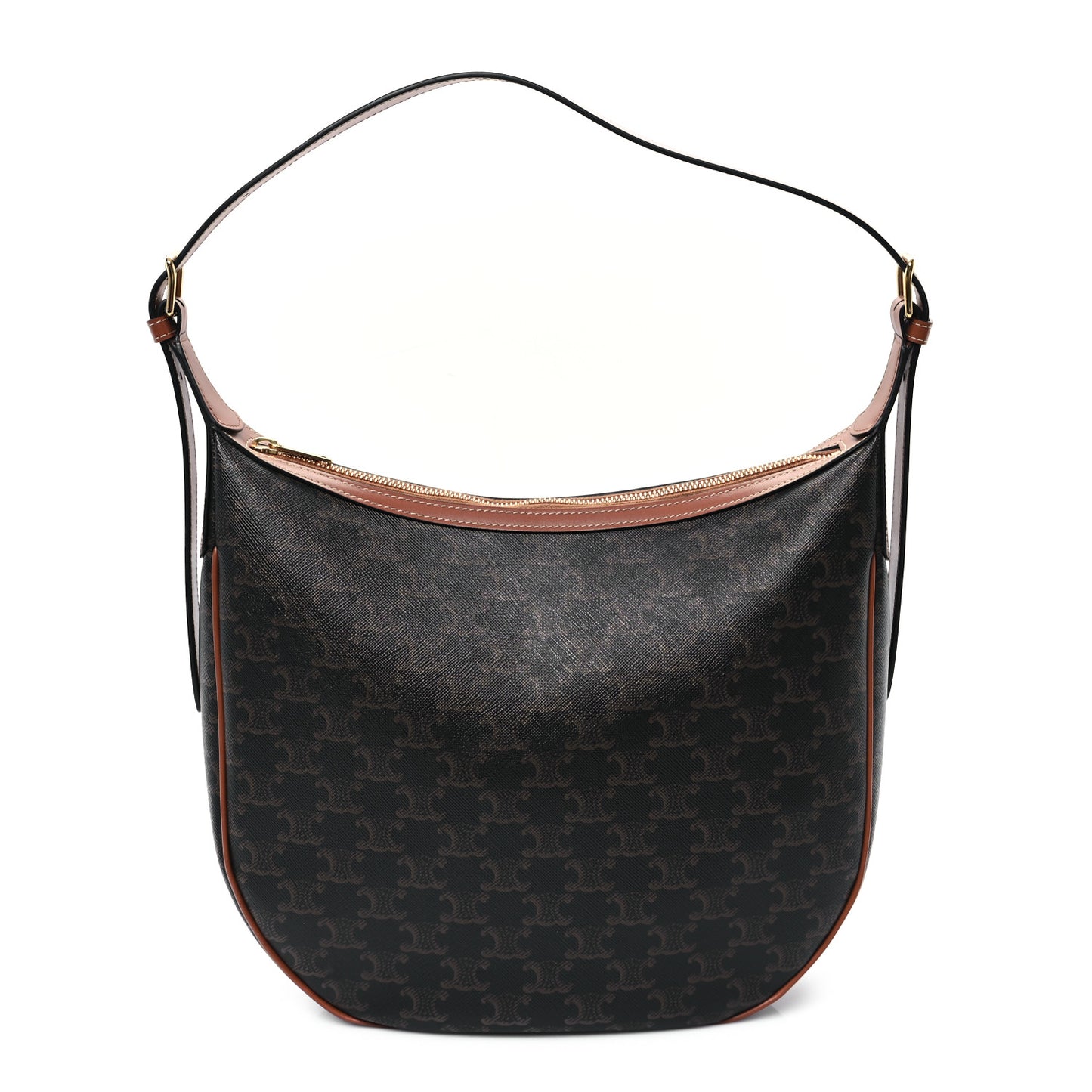 Calfskin Triomphe Canvas Heloise Shoulder Bag Tan