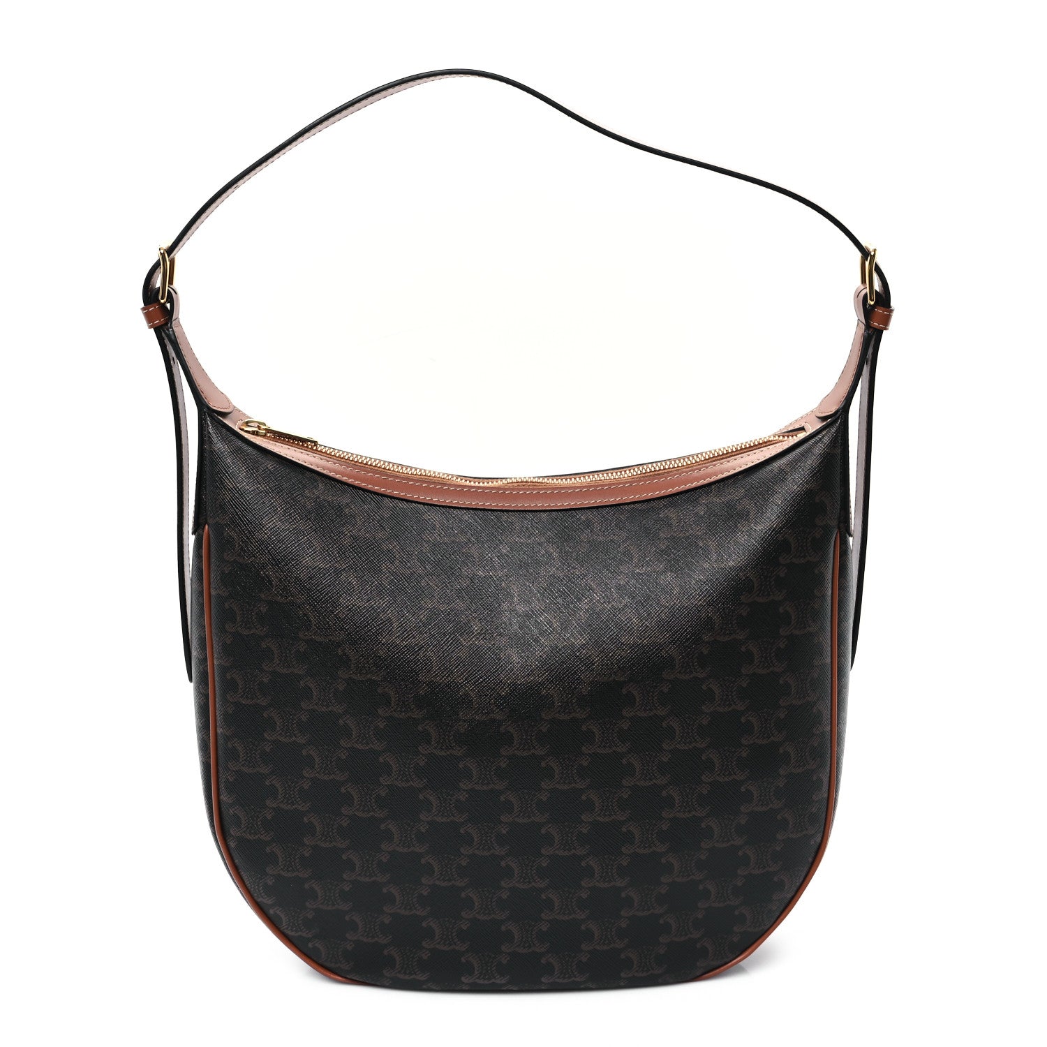 Celine Calfskin Triomphe Canvas Heloise Shoulder Bag Tan 1 of 10