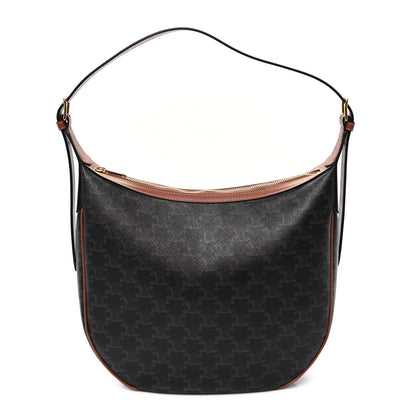 Celine Calfskin Triomphe Canvas Heloise Shoulder Bag Tan 1 of 10
