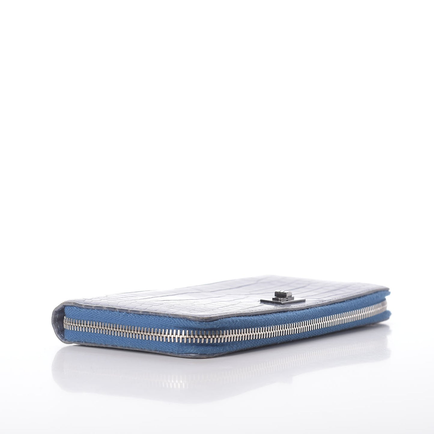 Matte Alligator Reissue Large Gusset Zip Around Wallet Blue