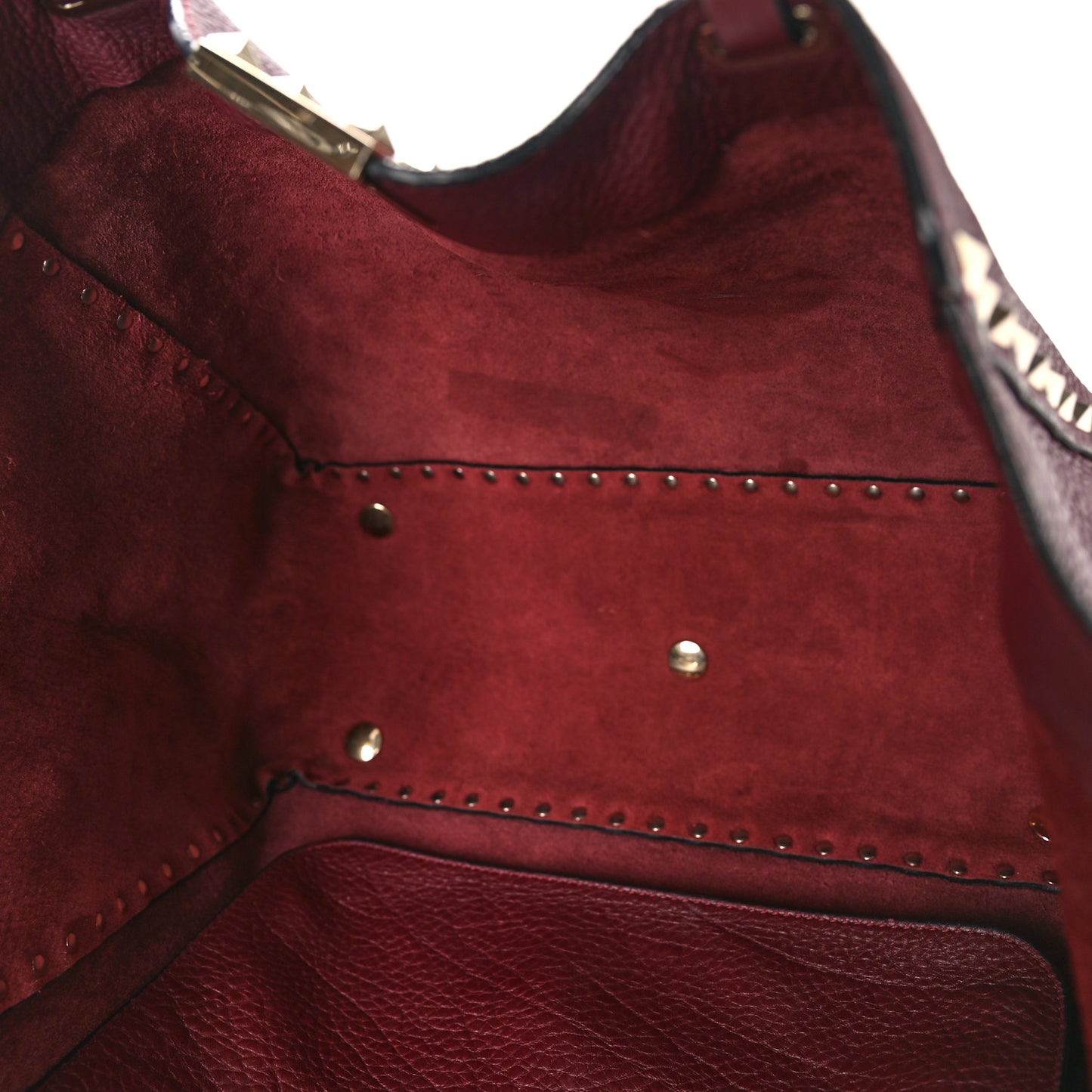 Pebbled Calfskin Medium Rockstud Tote Camelia
