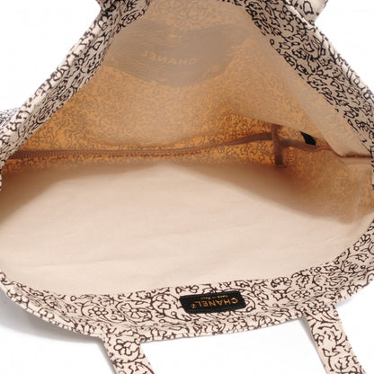 Chanel Canvas Printed Tote Bag Beige Black 5 of 8