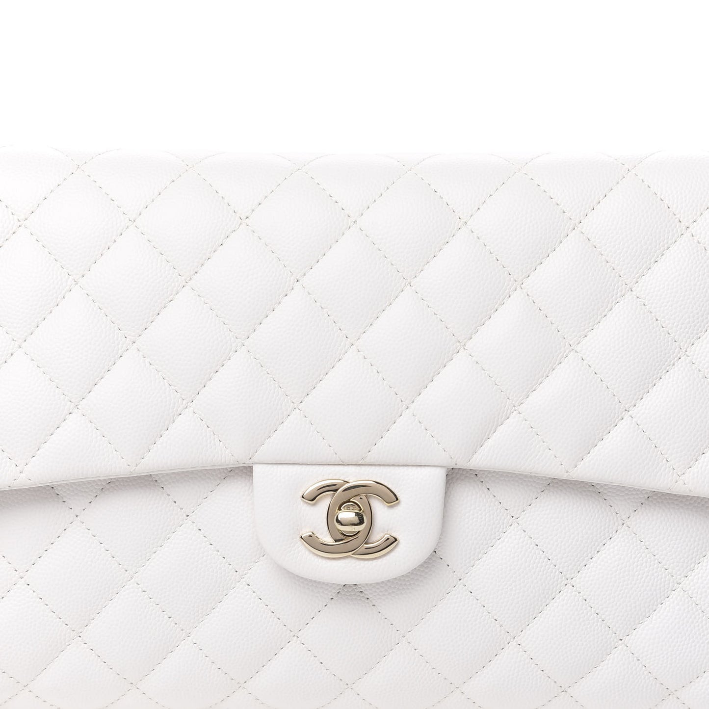 Caviar Quilted Flap Clutch Ivory