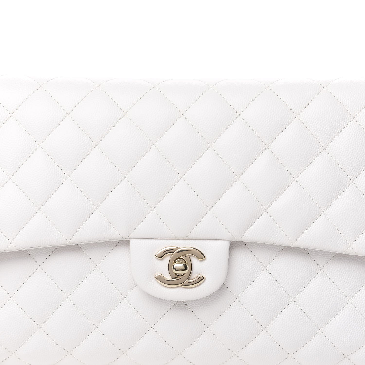 Chanel Caviar Quilted Flap Clutch Ivory 9 of 9