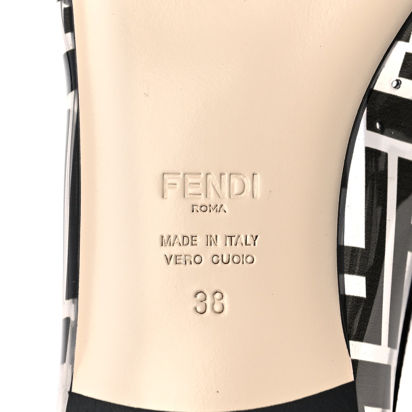 PVC Calfskin FF Colibri Ballerina Flats 38 Black