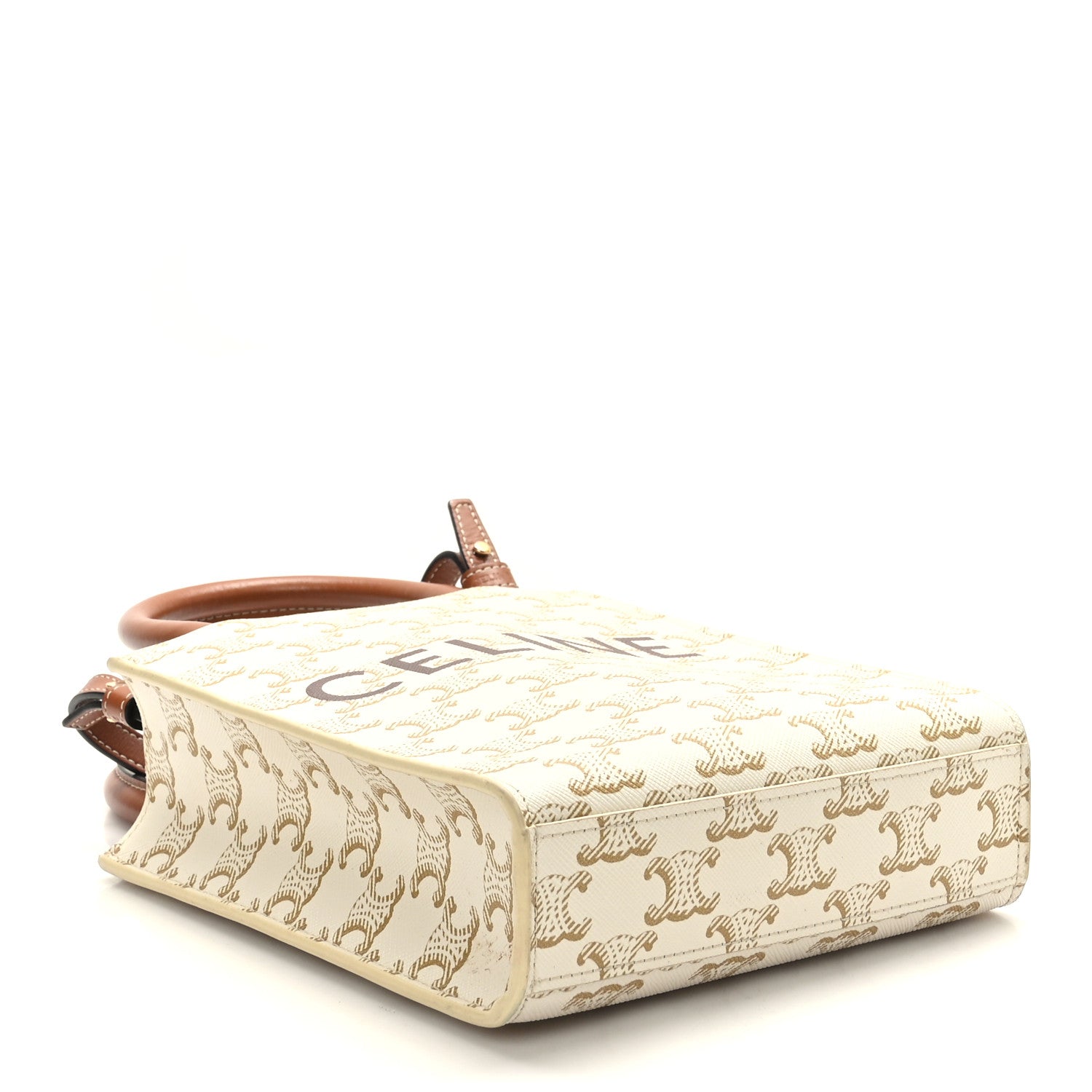 Celine Triomphe Canvas Calfskin Mini Vertical Cabas White 4 of 7