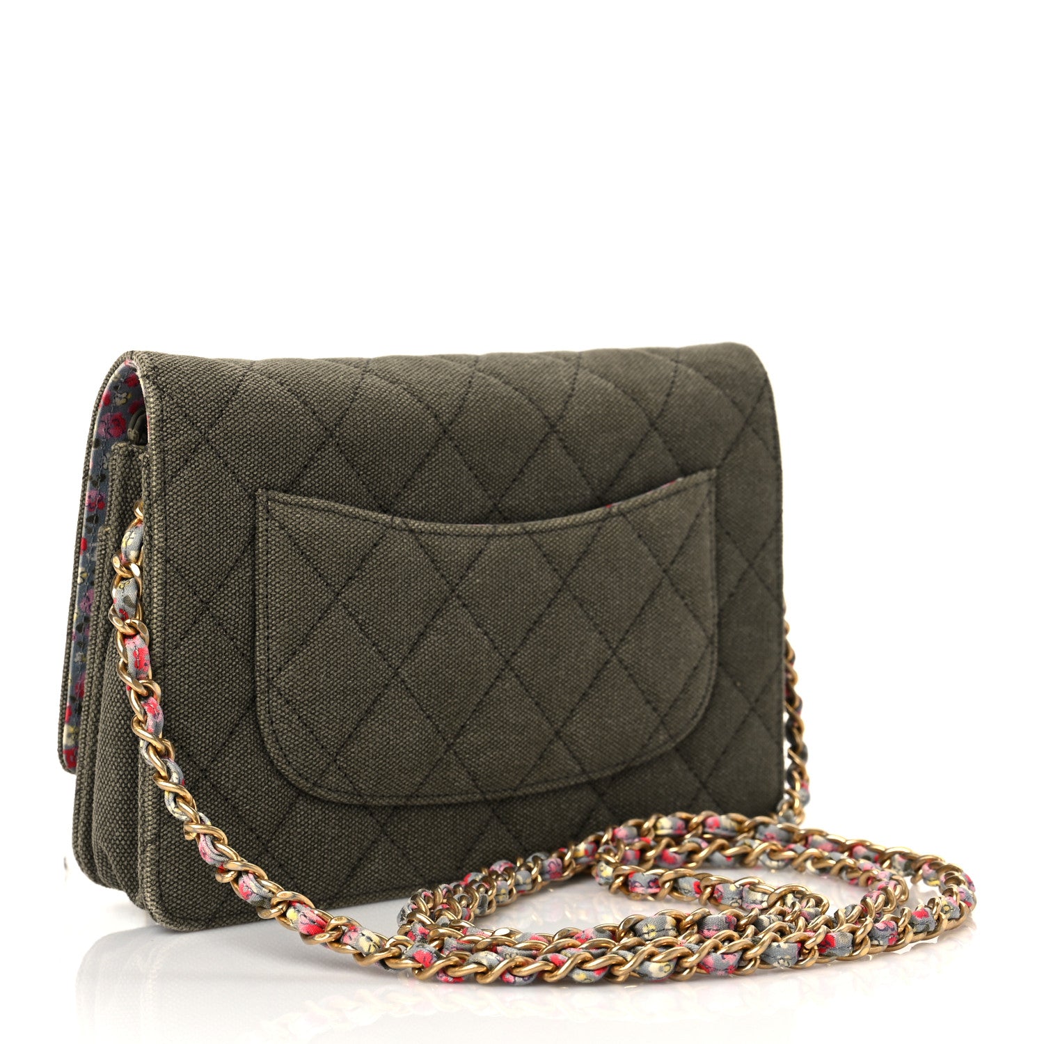 Chanel Canvas Quilted Coco Cuba Charms Wallet On Chain WOC Khaki 3 of 8