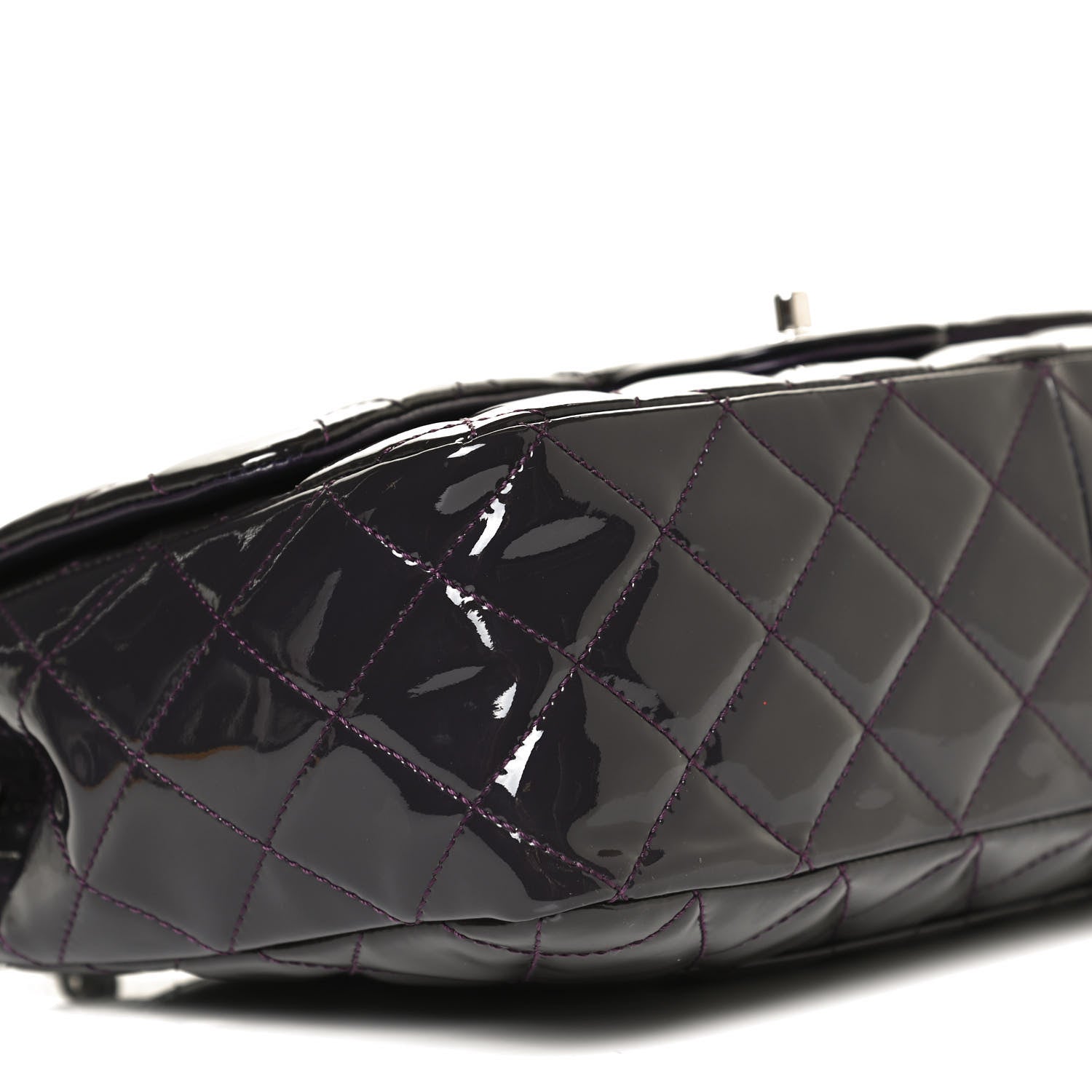 Chanel Patent Quilted Jumbo Single Flap Dark Purple 8 of 9
