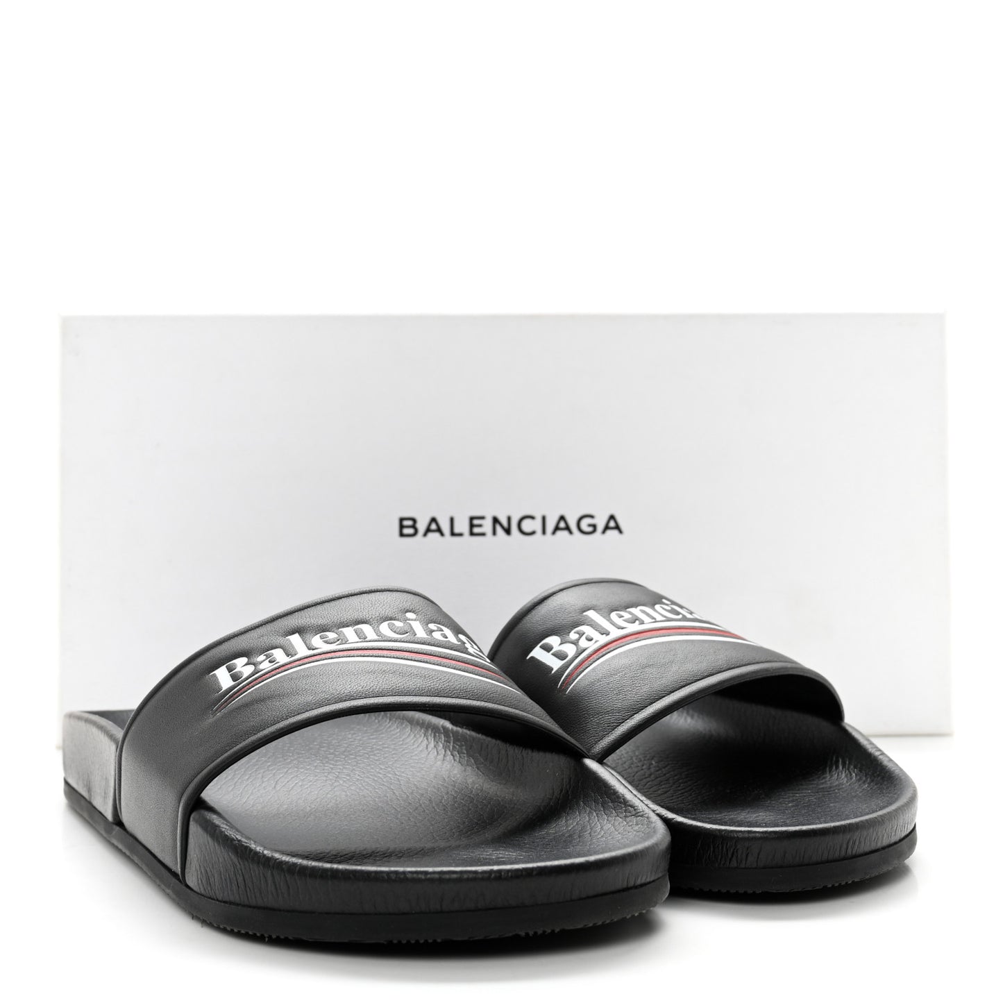 Nappa Political Campaign Logo Womens Pool Slide Sandals 38 Black White Vermillon