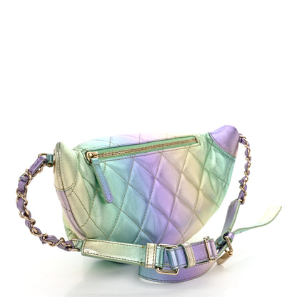 Chanel Gradient Metallic Lambskin Quilted Walking Mood Waist Bag Fanny Pack Pink Purple Green 3 of 11