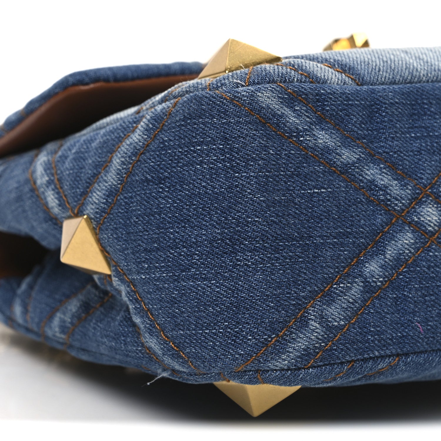 Valentino Garavani Denim Medium Roman Stud Shoulder Bag Light Denim Selleria 8 of 10