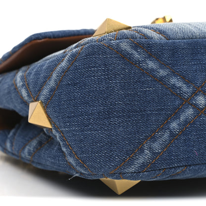Valentino Garavani Denim Medium Roman Stud Shoulder Bag Light Denim Selleria 8 of 10