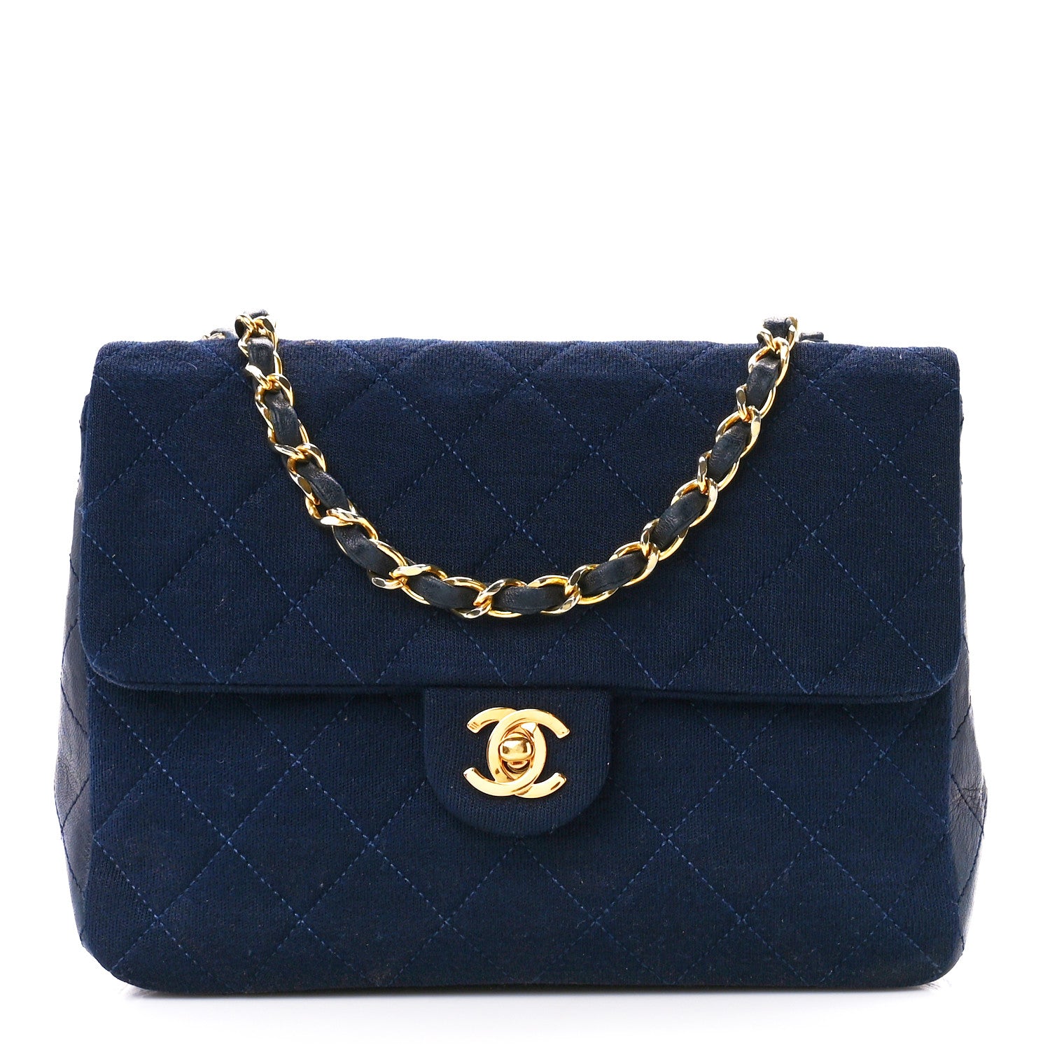 Chanel Jersey Lambskin Quilted Mini Square Flap Navy 1 of 11