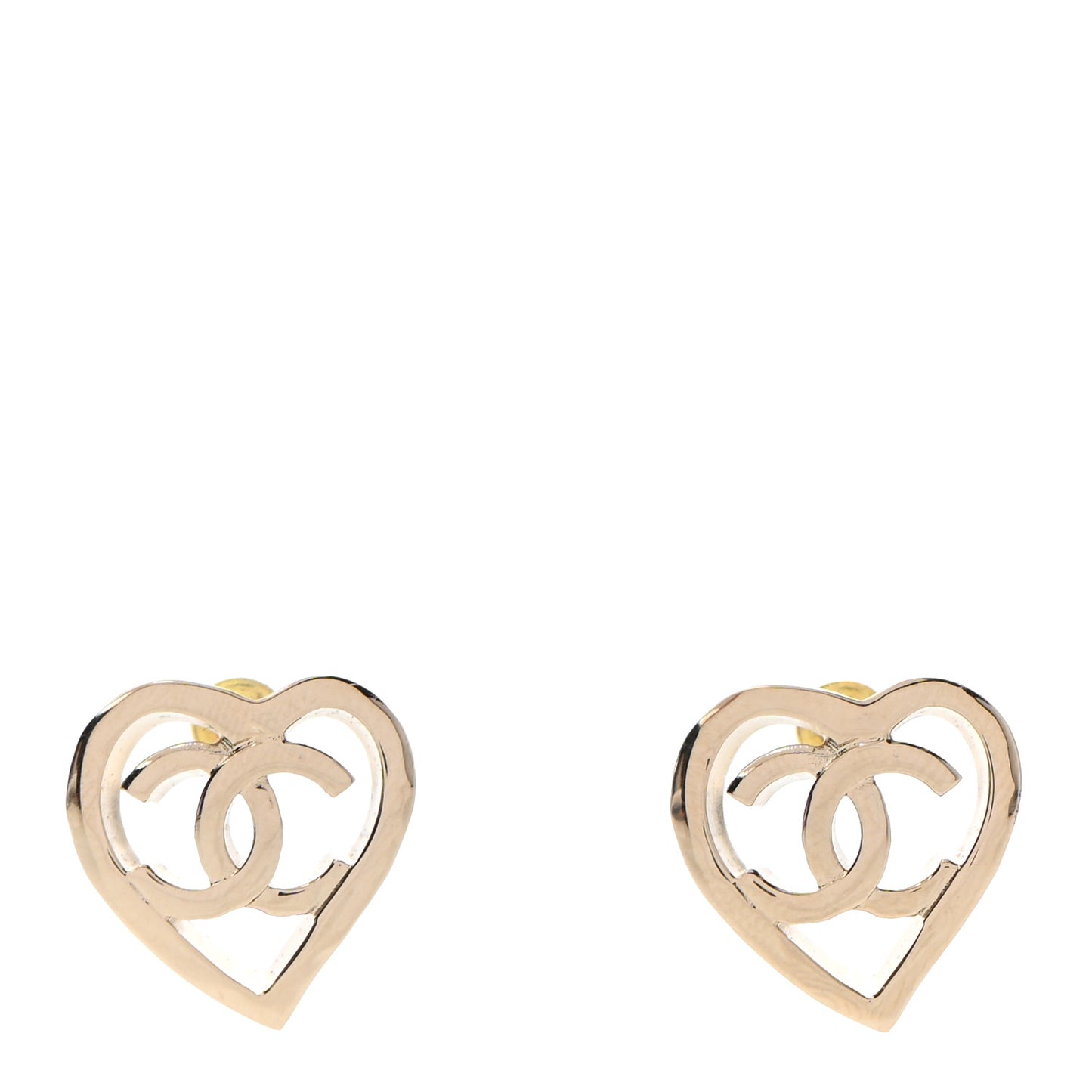 Metal CC Heart Coco In Love Earrings Gold