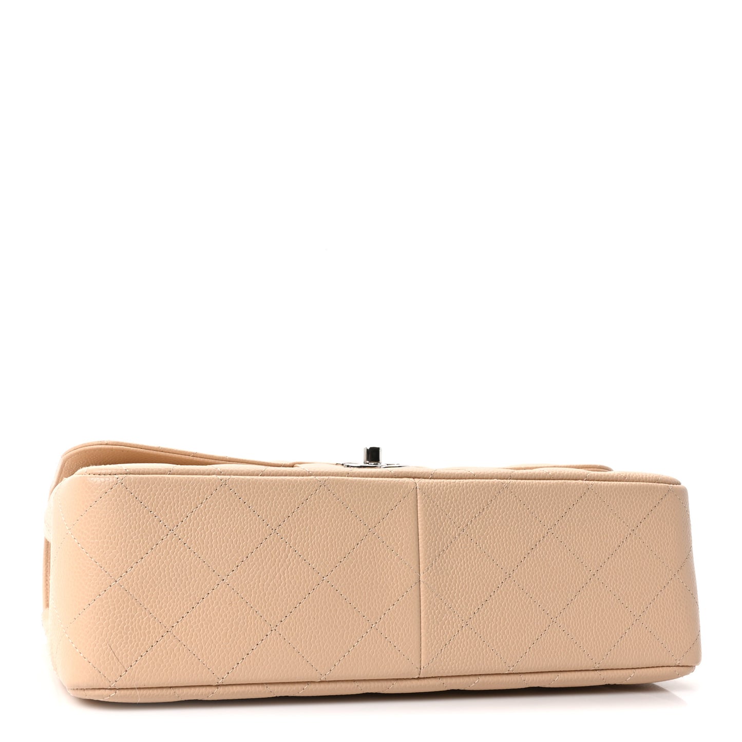 Caviar Quilted Jumbo Double Flap Beige Clair