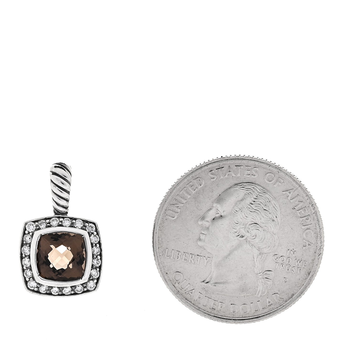 Sterling Silver Diamond Smoky Quartz 7mm Petite Albion Pendant