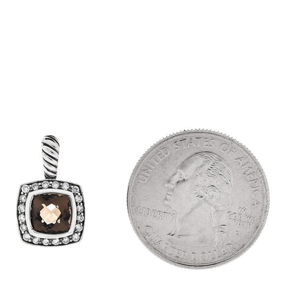 David Yurman Sterling Silver Diamond Smoky Quartz 7mm Petite Albion Pendant 2 of 4