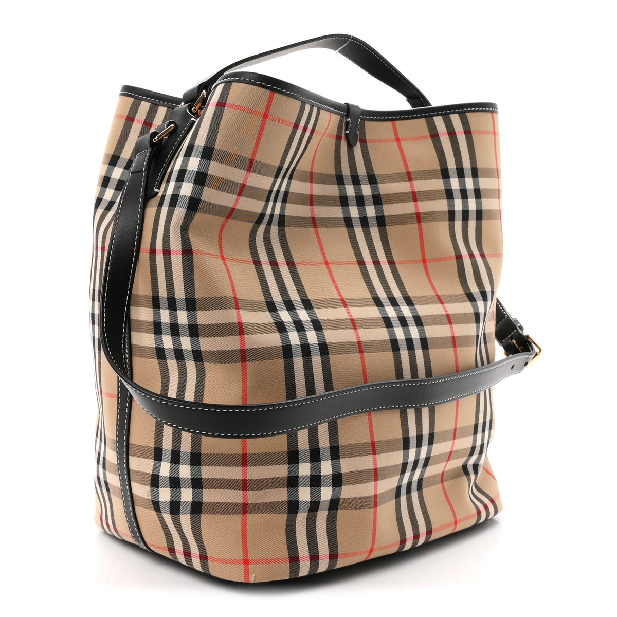 Vintage Check Calfskin Ashby Bucket Bag Archive Beige