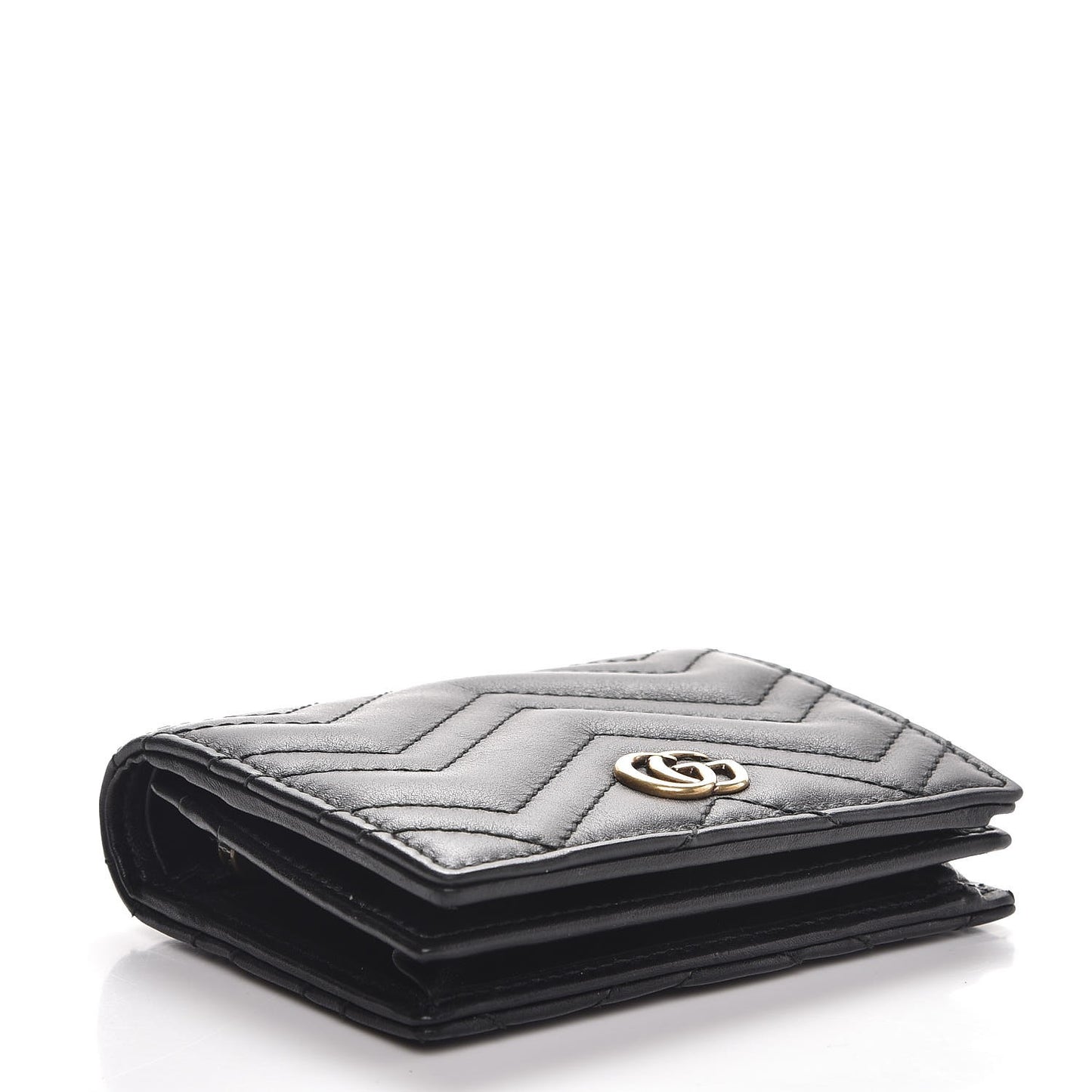 Calfskin Matelasse GG Marmont Card Case Wallet Black
