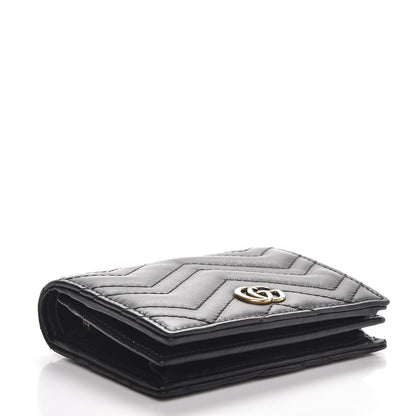 Gucci Calfskin Matelasse GG Marmont Card Case Wallet Black 4 of 7