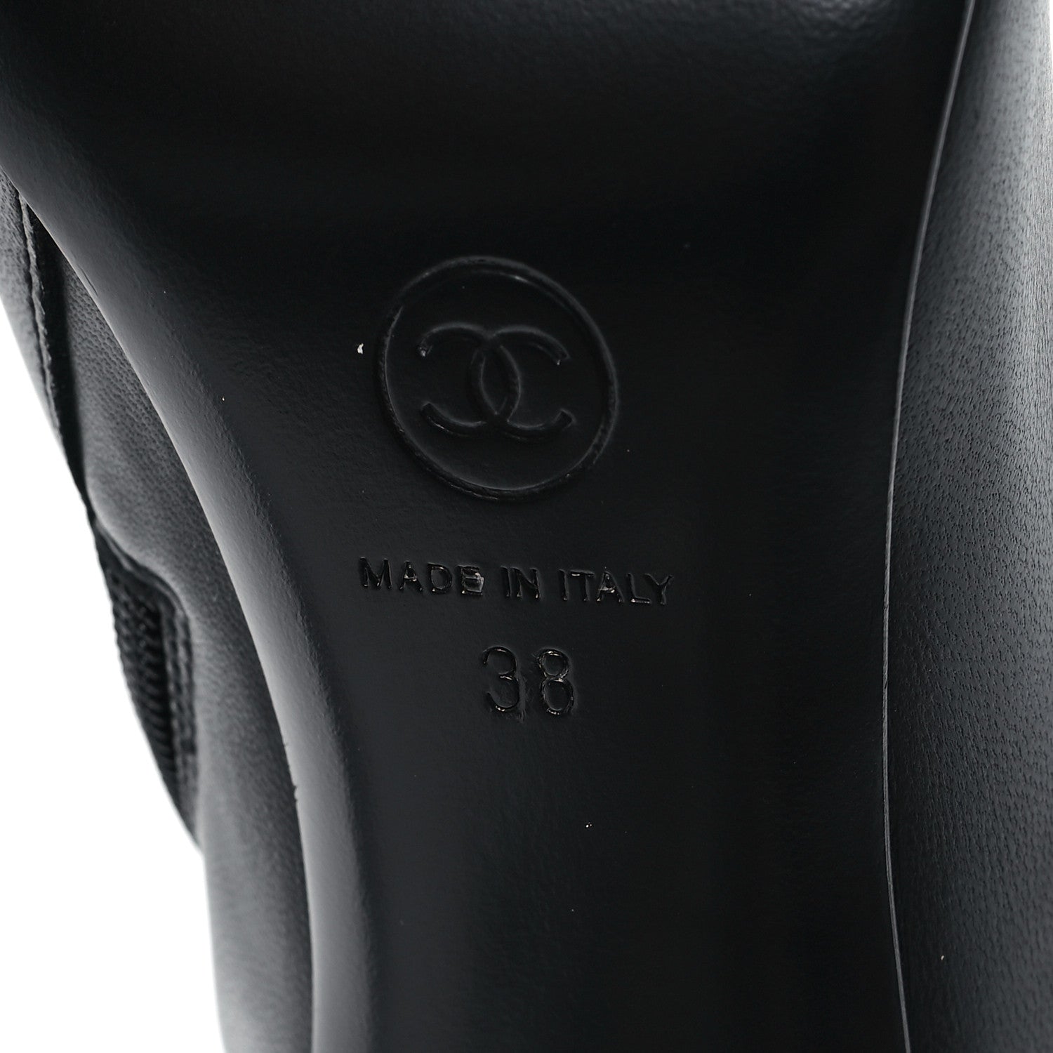Chanel Lambskin Metallic Heel Lace Up Boots 38 Black 7 of 10