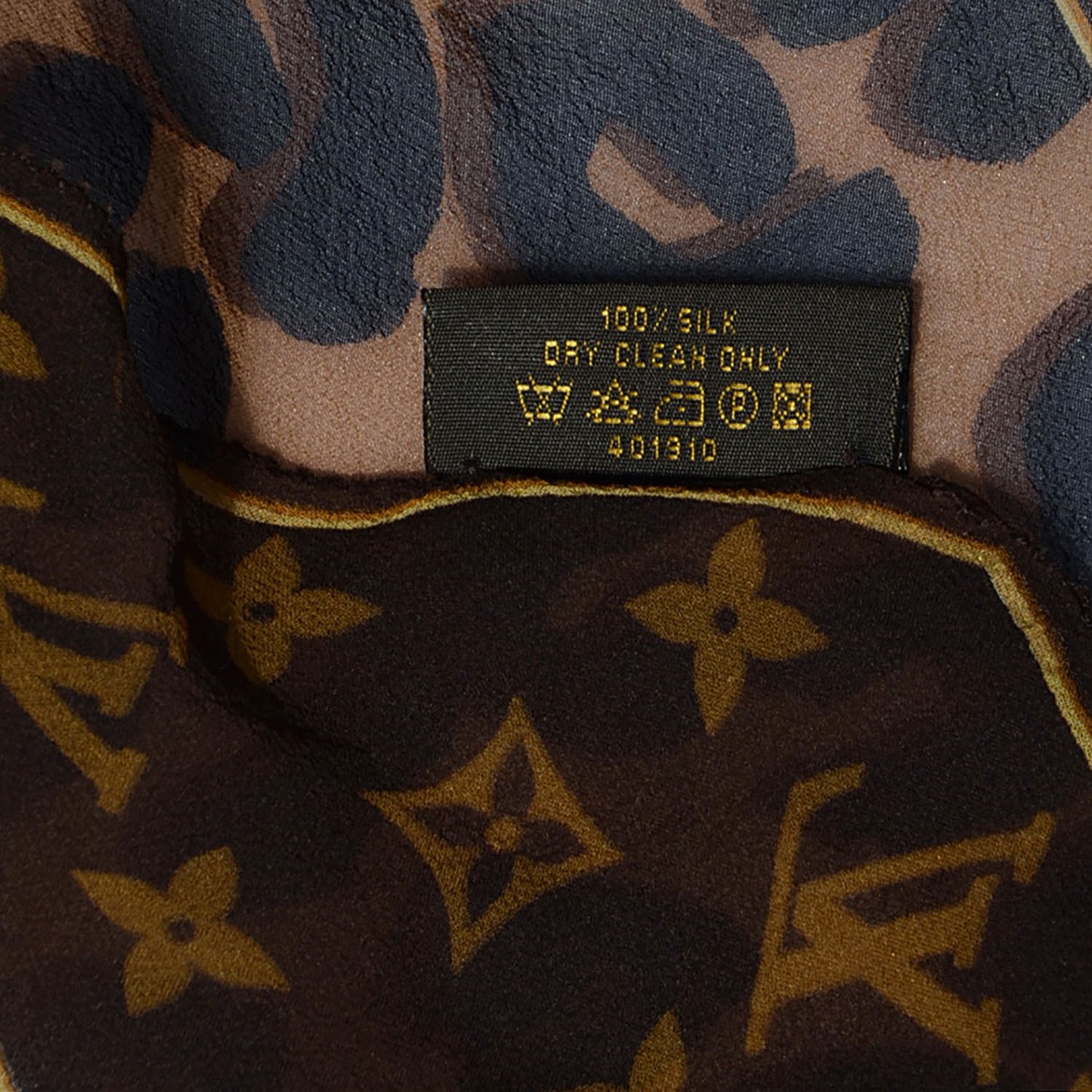 Silk Crepe Leopard Monogram Scarf