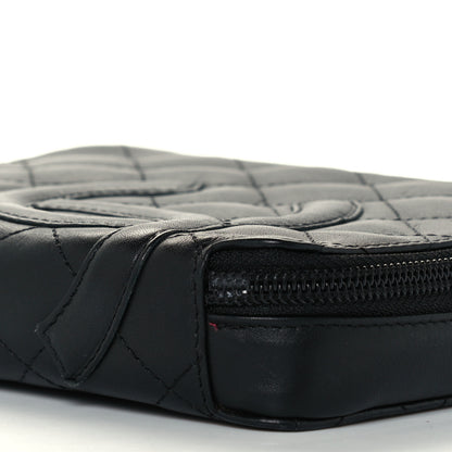 Chanel Calfskin Quilted Cambon Zip Around Cosmetic Pouch Black 8 of 9