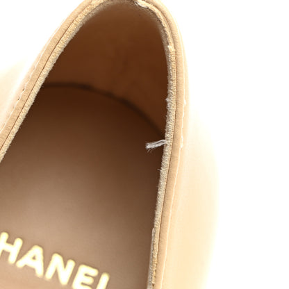 Chanel Lambskin Patent Cap Toe Pearl Pumps 37.5 Beige Black 9 of 9