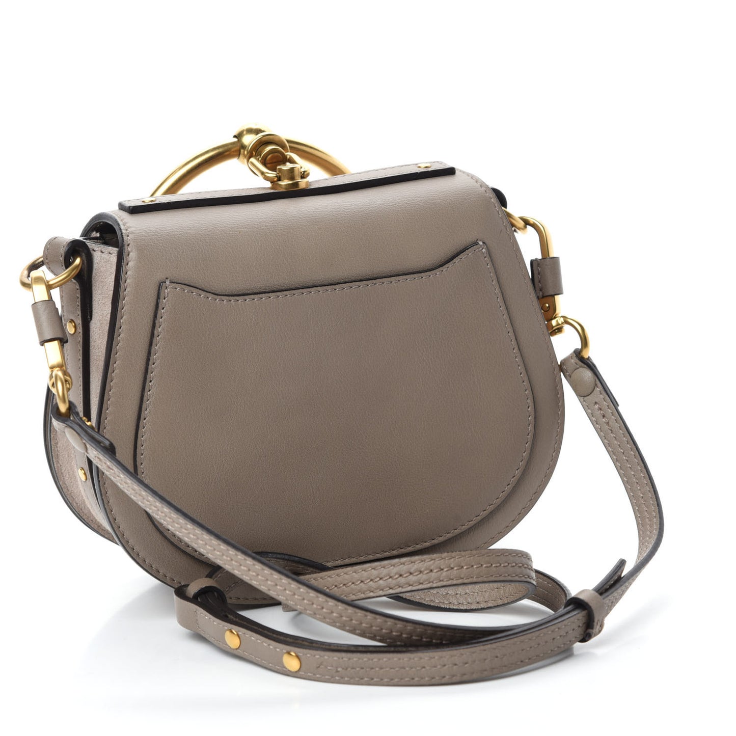 Calfskin Suede Small Nile Bracelet Bag Motty Grey
